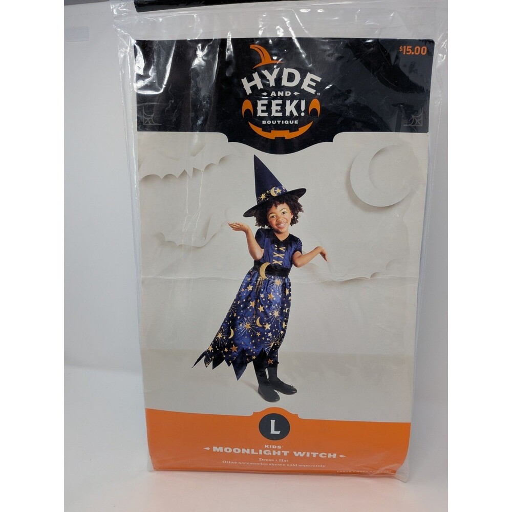 NWT Hyde EEK Kids Moonlight Witch Costume L 12-14 Celestial Witchcore Dress Hat